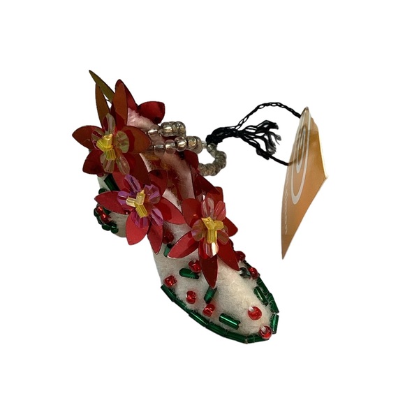 Michael Simon Handmade Poinsettia Shoe Christmas Tree Ornament - Picture 8 of 14